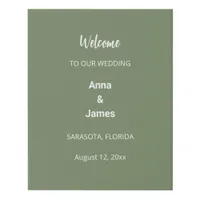 Modern Sage Green Wedding Welcome Faux Canvas Print