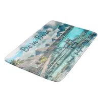 Watercolor French Polynesia Bora Bora Serenity | Bath Mat