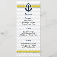 chevron stripes, anchor, nautical menu cards