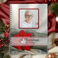 Red Poinsettia Pearls Funeral Memorial Guest Book