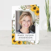 Boho Sunflower Photo Folded Funeral Program