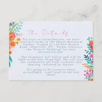 Pink and Orange Bright Bold Floral Wedding Details Enclosure Card