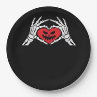 Skeleton Hands A Heart Spooky Halloween Paper Plates