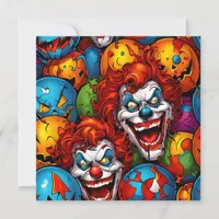 Creepy Scary Clowns Halloween Holiday Card