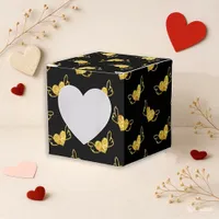 Black Gold Heart Window Favor Boxes