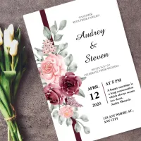 Pink Red Rose Wedding Invitation