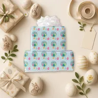 Playful Blue Pastel Bunny Egg Easter Wrapping Paper