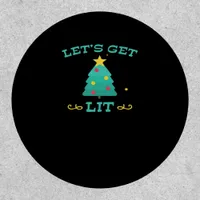 Let's Get Lit Funny Drunk Drinking Christmas Tree  Patch