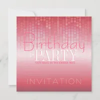 Light Glow Shiny Pink Party Birthday Invitation