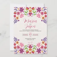 Mexican Floral Fiesta Nuestra Boda Wedding Invitation
