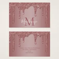Rose Gold Sparkle Glitter Drips Monogram