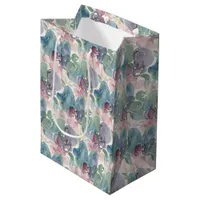Abstract Watercolor Pattern Teal Mauve Pink Medium Gift Bag