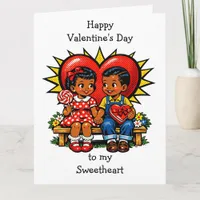 Large Happy Valentine's Day Retro Pop Art Vintage Card