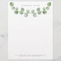 Elegant Green Eucalyptus Branch Company Details Letterhead