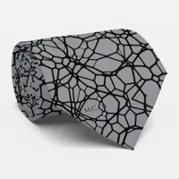 Black White Playful Quirky Geometric Monogram Neck Tie