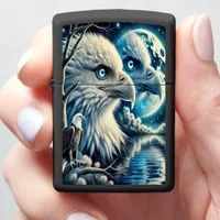 Majestic Eagle Under a Glowing Moonlit Sky Zippo Lighter