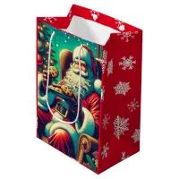 Vintage Santa and Cookies Christmas Medium Gift Bag