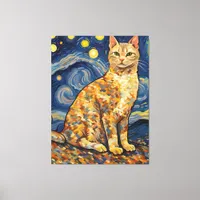 A Cat in The Starry Night Canvas Print