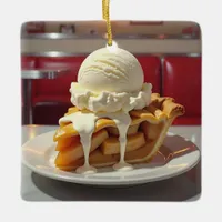Apple Pie, Vanilla Ice Cream Christmas Ceramic Ornament