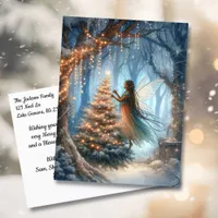 African-American Fairy Decorating Christmas Tree Postcard