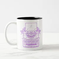 typewriter purple vintage Two-Tone coffee mug
