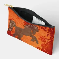 Majestic Horse in Asian Floral Tapestry Accessory Pouch