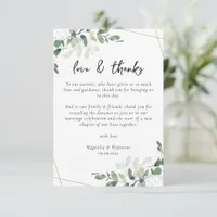 Eucalyptus Wedding Reception Table  Thank You Card
