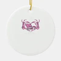 Halloween Skull Heart Hands Skeleton Beanie Design Ceramic Ornament