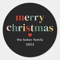 Modern Colorful Merry Christmas Classic Round Sticker