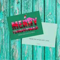 Tropical Christmas Florida Pink Flamingo Custom Holiday Card