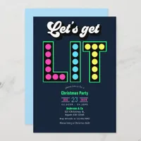 Northern Lights Lets Get Lit Retro Christmas Party Invitation
