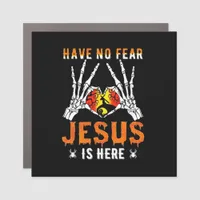 Jesus Is Heart Skeleton Hand Minimal Design Car Magnet