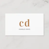 White gold monogram initials minimalist  elegant business card