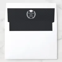 Premium Elegant Black Herringbone Grad Emblem Envelope Liner