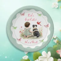 Personalized Baby Girl and her Puppy Baby Shower  Paper Plates