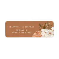 Rustic Terracotta Boho Pampas Orchids Wedding Label