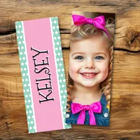 Personalized Name and Photo Polka Dot Bookmarks
