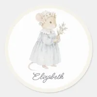 Vintage Storybook Nursery Cottagecore Baby Mouse Classic Round Sticker