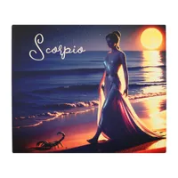 Scorpio Greek Goddess Moonlight Seashore Walk Metal Print