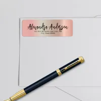 Minimalist Rose Gold Metallic Trendy Script Label