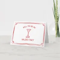 Valentine's Day Martini Whimsical Red and Pink  Card