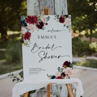 Boho Burgundy Bridal Shower Welcome Sign