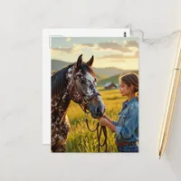 Gorgeous Appaloosa Horse and it's owner Postcard