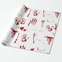 Horror Psycho Bloody Handprints Blood Spatter Wrapping Paper