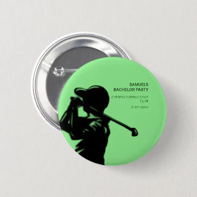 Black golfer Golfing Trip Bachelor Party minimal  Button