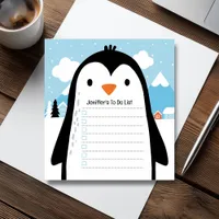 Cute Penguin Snow To Do List Children Illustration Notepad