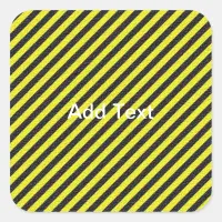 Thin Black and Yellow Diagonal Stripes Square Sticker