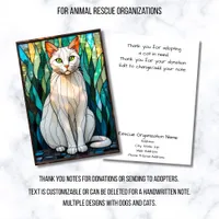Stained Glass Animal Rescue Organization White Cat Thank You Card