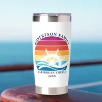 Retro Sunset Family Cruise Ship Wheel Nautical Insulated Tumbler
