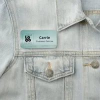 Your Logo Brushed Aqua Blue Name Tag with Silver